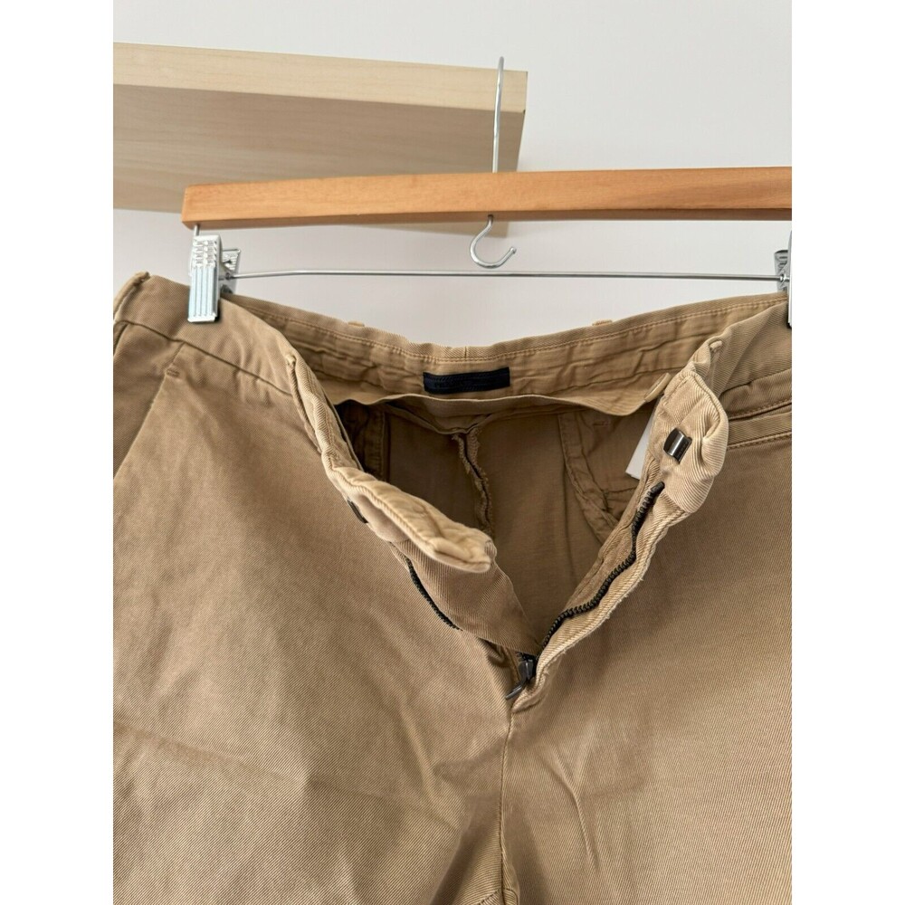 Prada Mens 34 (50) Brown Khaki Tight Fit Flat Front Canvas Straight Pants Chino - Picture 3 of 15